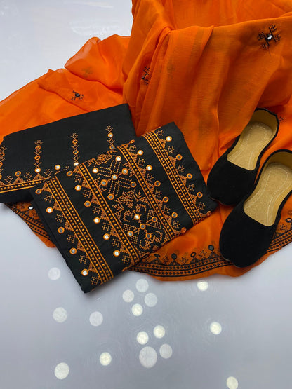 4pc Embroidered Dress (Khussa Gift)