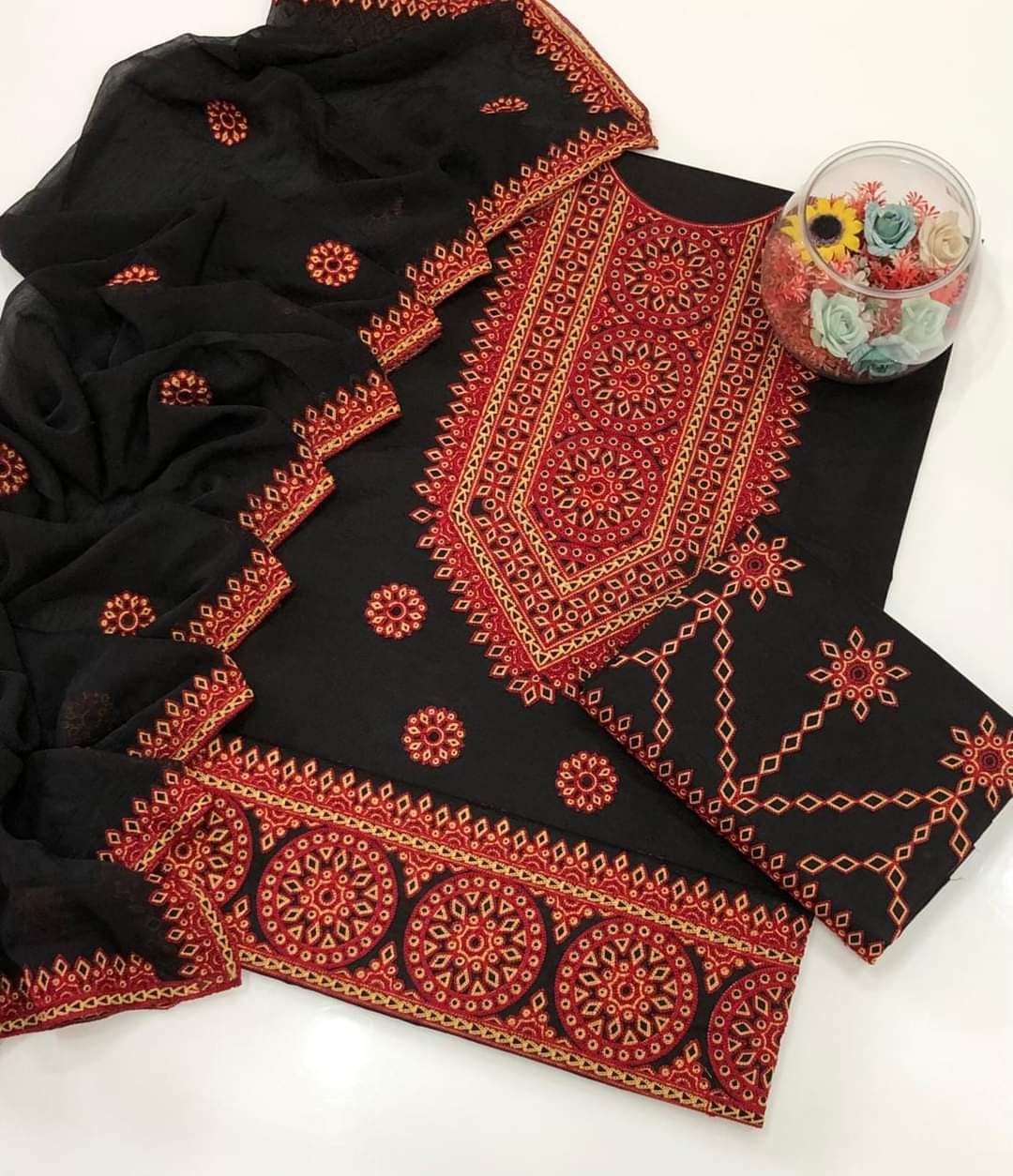 3pc Aari Sindhi Embroidered Dress (Premium Work)