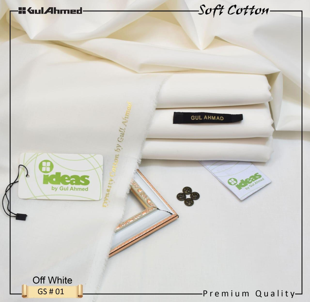 GUL AHMAD SOFT COTTON (METAL BUTTONS FREE)