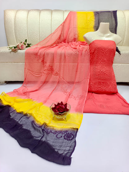 2pc Paka Shesha Work Embroidered Dress (Shirt & Dupatta)